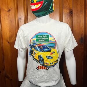 Gildan L Racing Graphic T Shirt White Regular